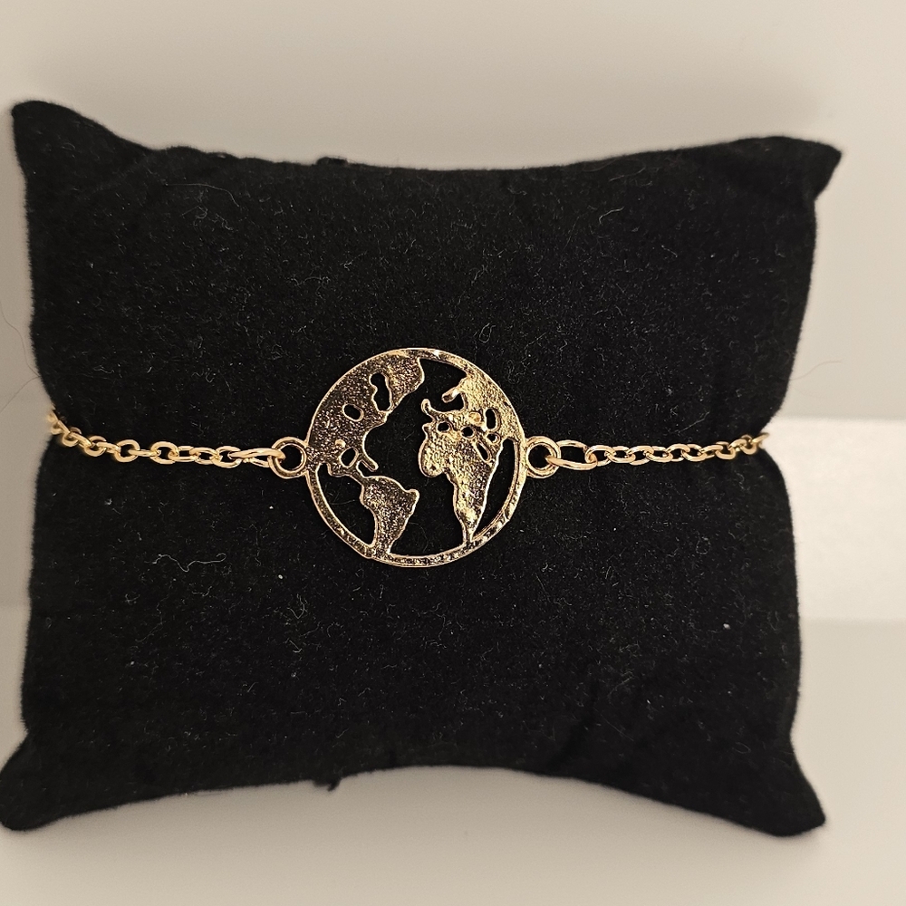 Golden World Map Bracelet